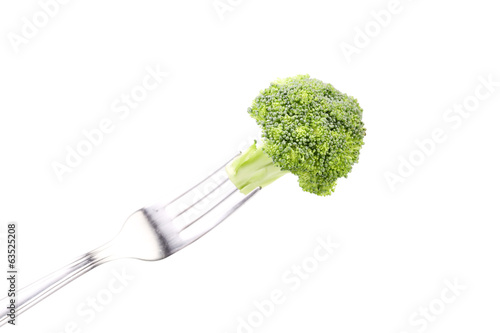 Fresh broccoli on a fork