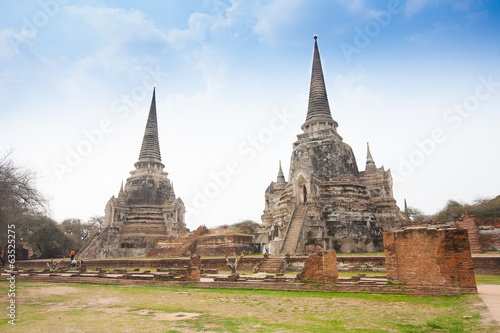 View of Wat Phra Si Sanphet in Ayutthaya Thailand
