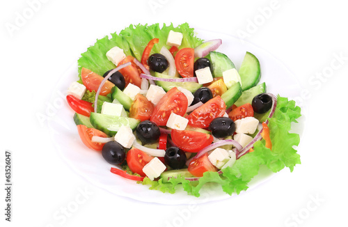 Greek salad in plate.