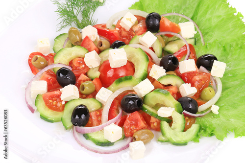 Greek salad in plate.