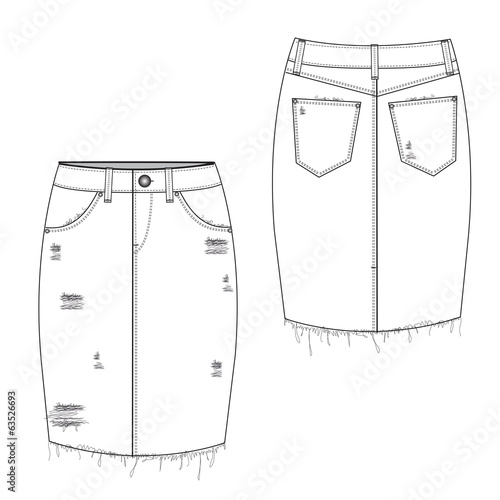 Ripped Midi Jean Skirt