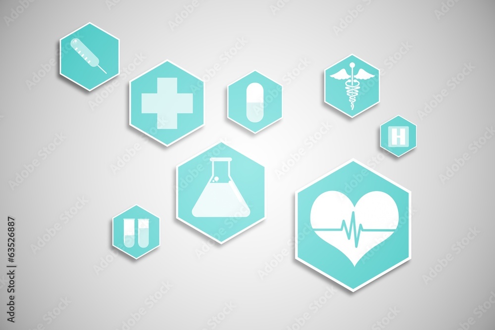 Medical icons in blue and white Medical icons in blue and white
