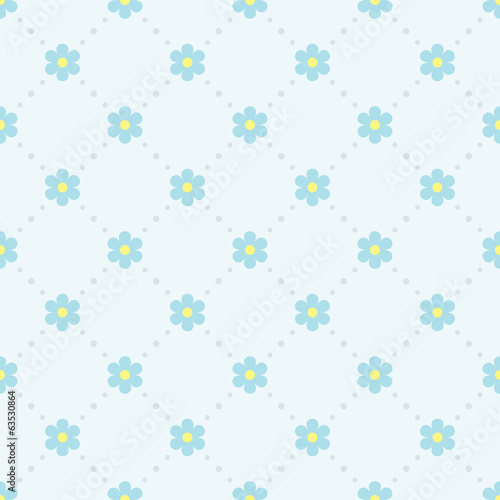 Seamless pattern with blue flowers