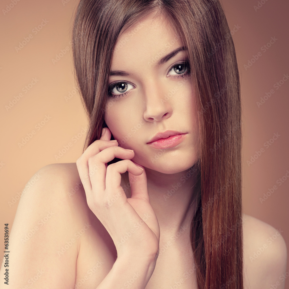Close-up of pretty girl with beautiful healthy long hair Close-up of pretty girl with beautiful healthy long hair