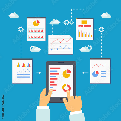 vector illustration of mobile optimization and analytics