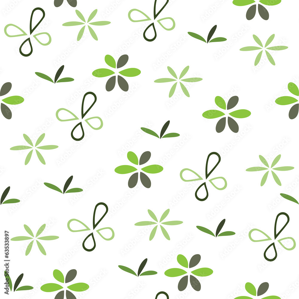 vector seamless green pattern with flowers vector seamless green pattern with flowers