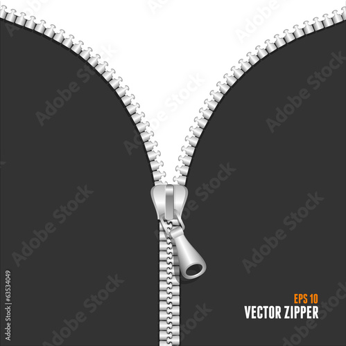 Vector realistic metallic zipper and space
