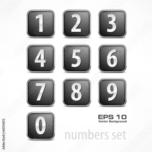 Set of buttons with number on white, vector illustration