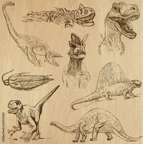 Dinosaurs no.1 - an hand drawn illustrations, vector set