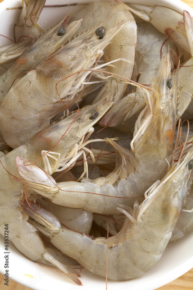 background from raw shrimp in studio light background from raw shrimp in studio light