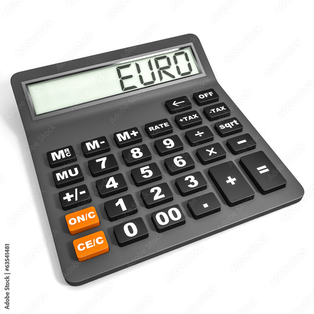 Calculator with EURO on display. Calculator with EURO on display.