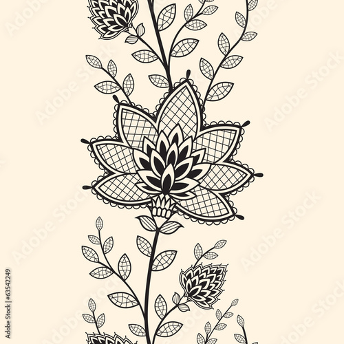 Seamless ribbon with abstract flowers