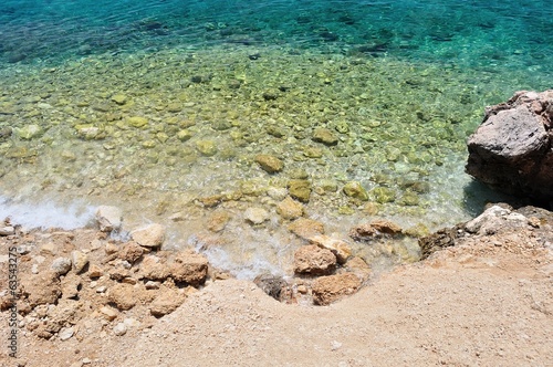 Beautiful beach with big stones. Podgora, Croatia