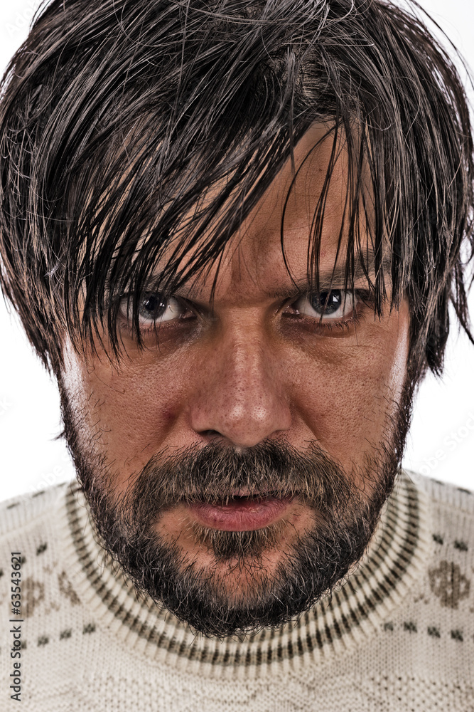 Closeup portrait of a threatening man