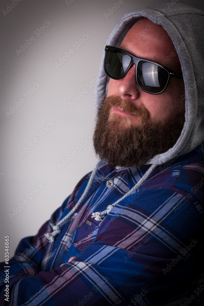 Real guy with beard and sunglasses Real guy with beard and sunglasses