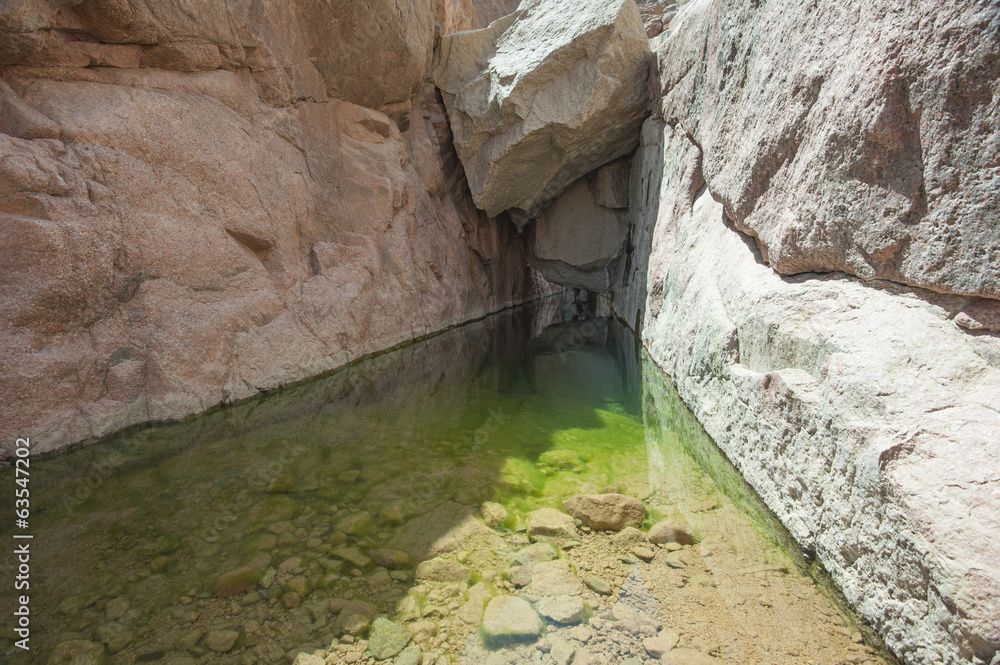 Freshwater pool in a mountain canyon