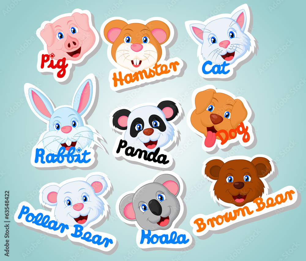 Obraz premium Head Cute Pet Sticker Set