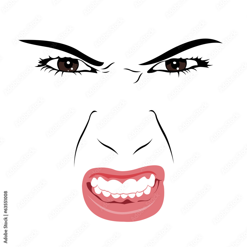 Angry young woman portrait. Vector illustration. Angry young woman portrait. Vector illustration.