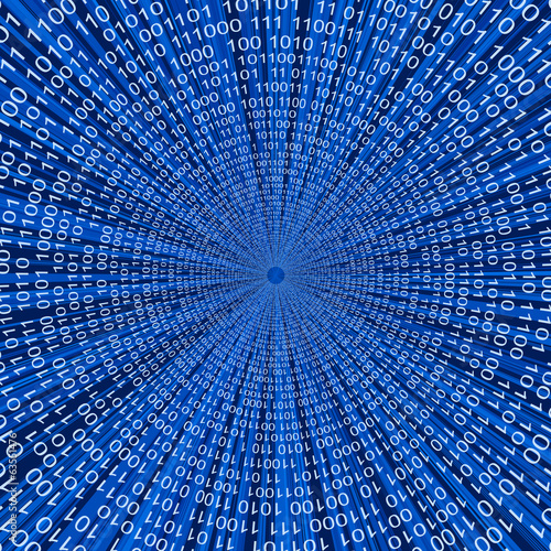 Abstract binary code 3D vector line blue background