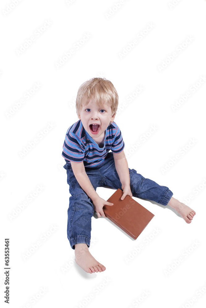 Laughing child with book Laughing child with book
