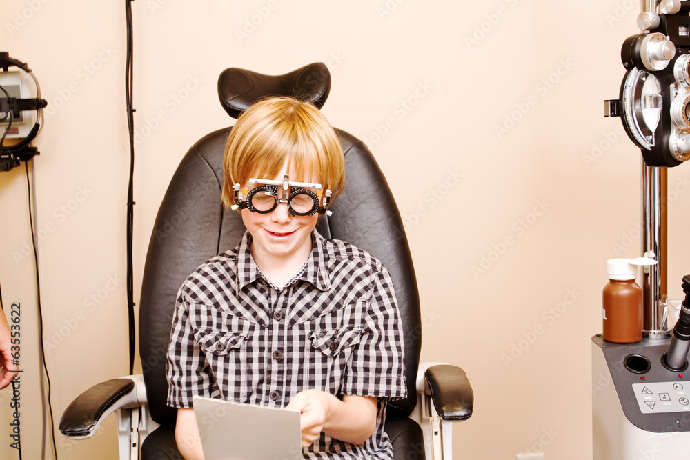 Child checking vision using specialized glasses
