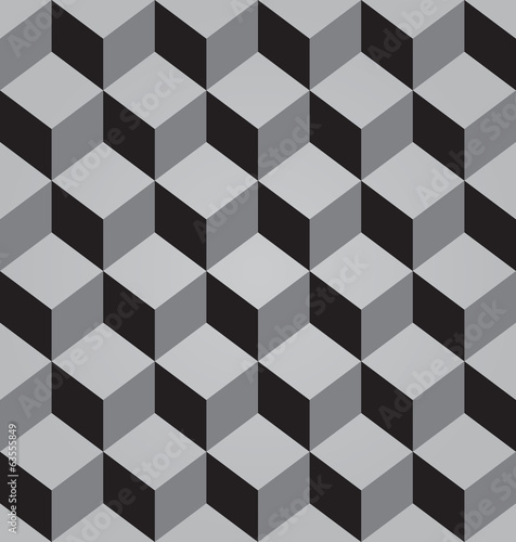 Vector abstract black seamless pattern made from stacked cubes