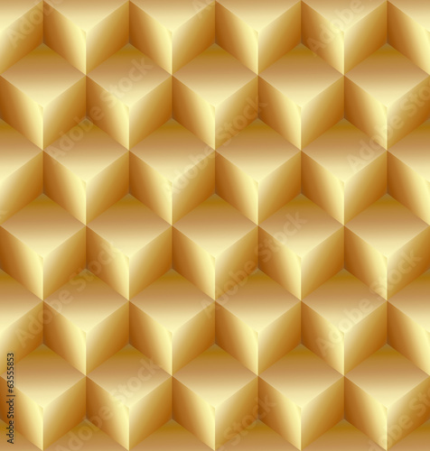 Vector abstract gold seamless pattern made from stacked cubes