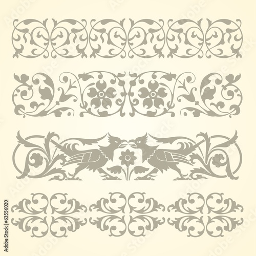 Set vintage ornate border frame filigree