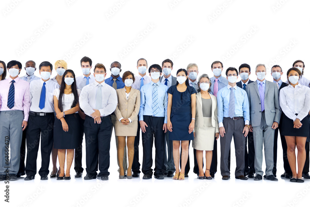 Obraz premium Large Group of Business People Keeping Silence