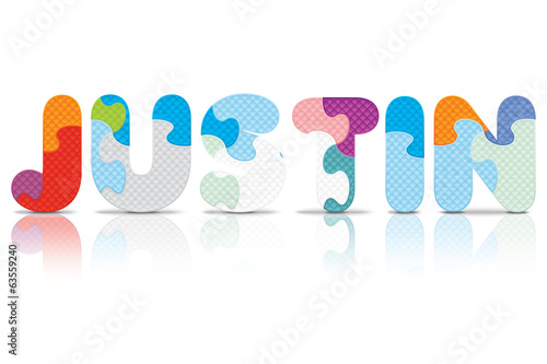 Vector JUSTIN written with alphabet puzzle