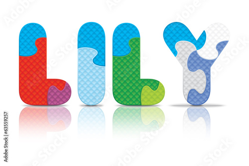 Vector LILY written with alphabet puzzle