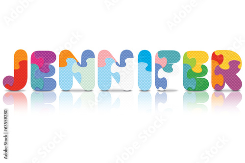 Vector JENNIFER written with alphabet puzzle