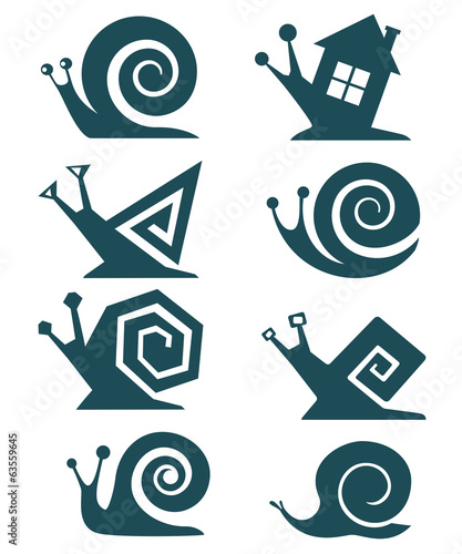Snails. vector icons set