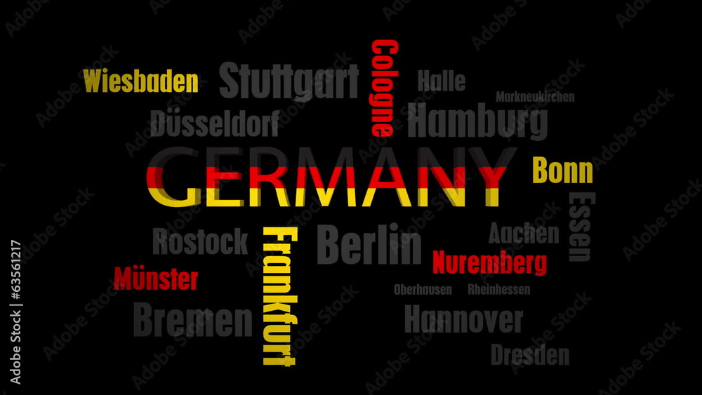 Germany Cities Word Cloud on Black Germany Cities Word Cloud on Black