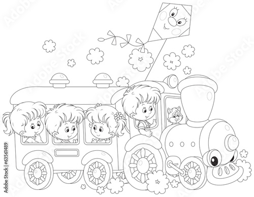 Children travel by train