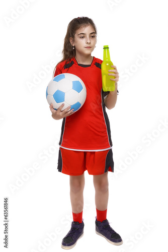 Cute Young Soccer Player pause hydrating