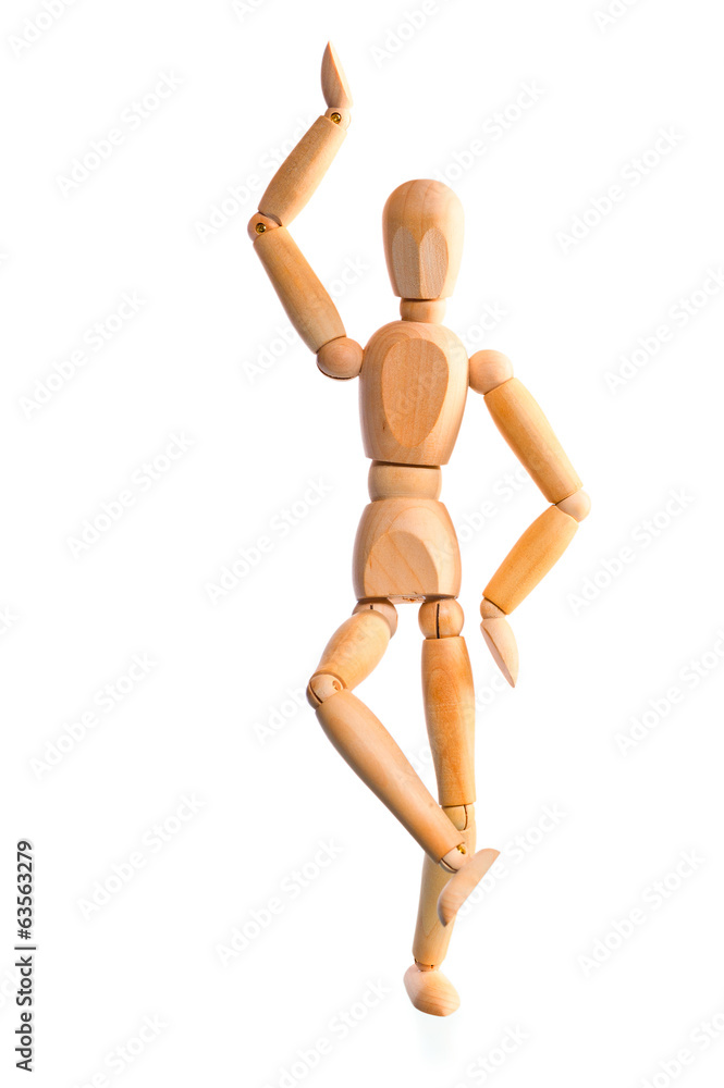 wood mannequin holds the balance on one leg wood mannequin holds the balance on one leg
