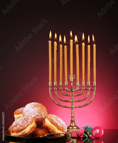 Festive composition for Hanukkah on dark background