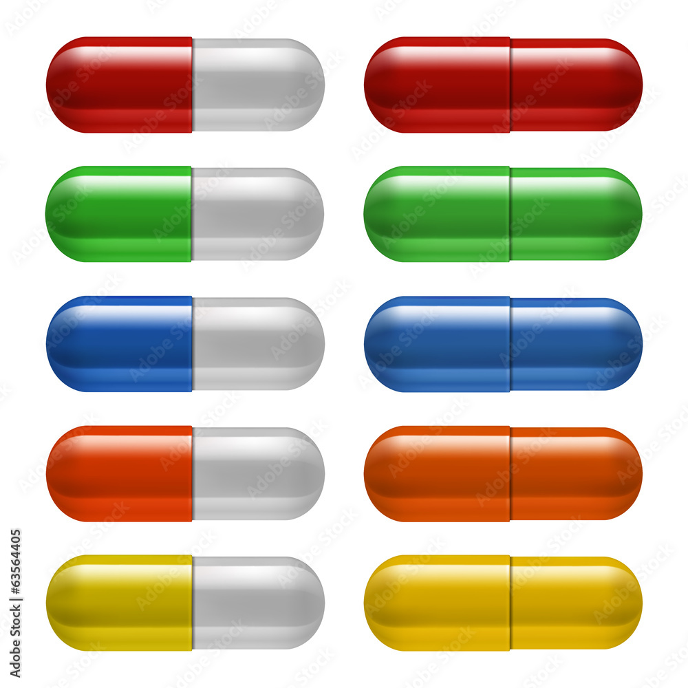 Medical pills set, different colors Medical pills set, different colors