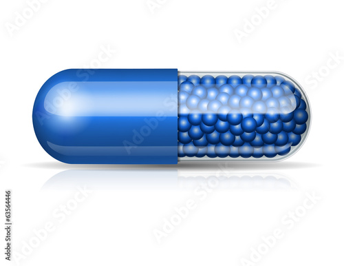 Medical blue capsule with granules