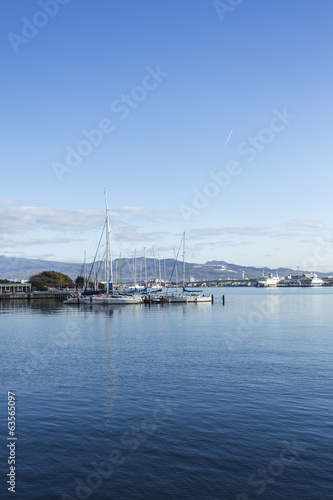 Hakodate port sea with boat. Hokkaido. Hakodate. Japan