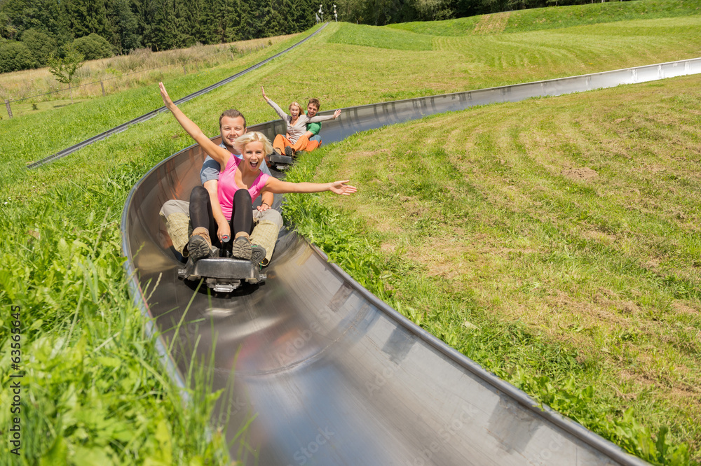 Couples Enjoying Alpine Coaster Luge