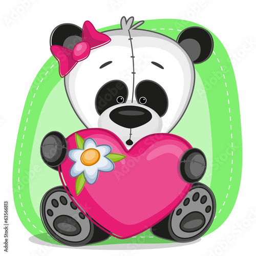 Fototapeta Naklejka Na Ścianę i Meble -  Panda girl with heart