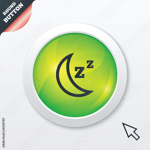 Sleep sign icon. Moon with zzz button.