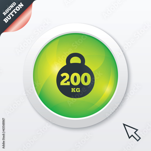 Weight sign icon. 200 kilogram. Sport symbol