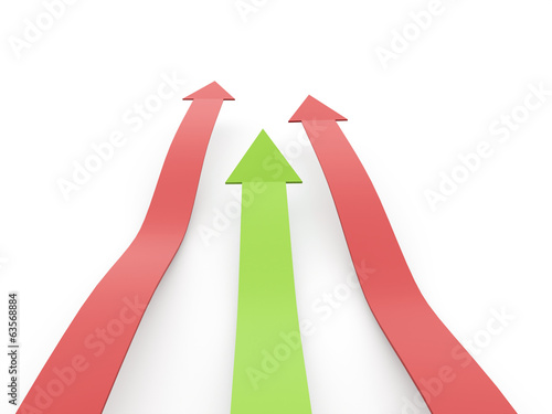 Two red arrows one is green, concept