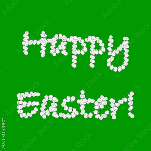 Colorful Easter background with words made from chamomile flower