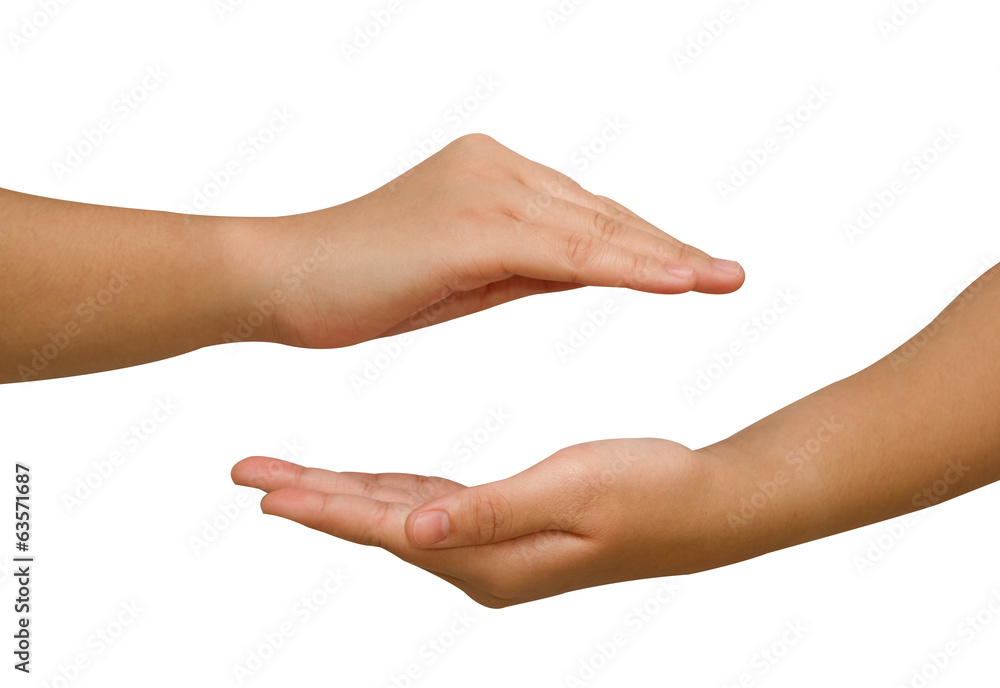 Two hands protecting something,Open hands holding. Two hands protecting something,Open hands holding.