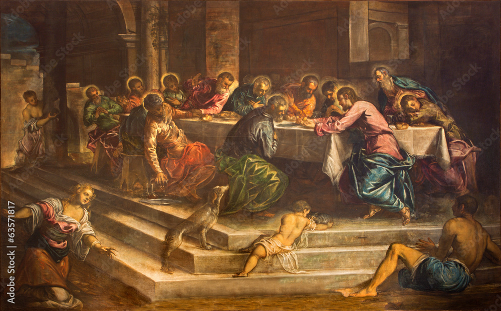 Obraz premium Venice - Last supper of Christ by Jacopo Robusti - Tintoretto