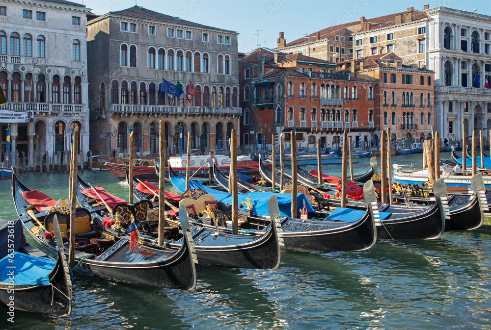 Venice - Canal Grande and the dock of gondolas